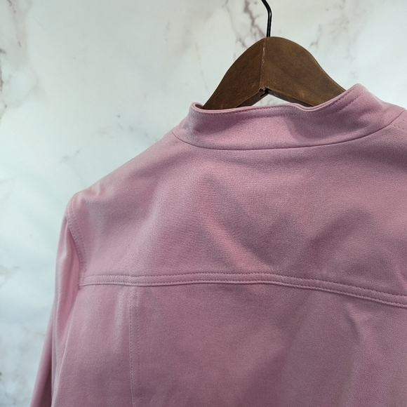 St John Jacket Womens Medium 8 10 Pink Zip Pocket Flip Cuff Bubblegum Light - Picture 6 of 12